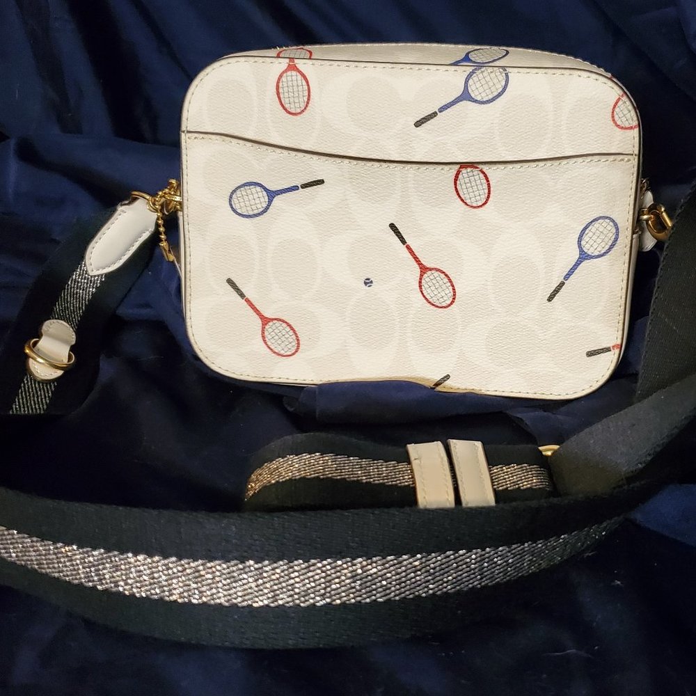 COACH Women's Mini Camera Crossbody Bag In Signature Canvas With Racquet Print